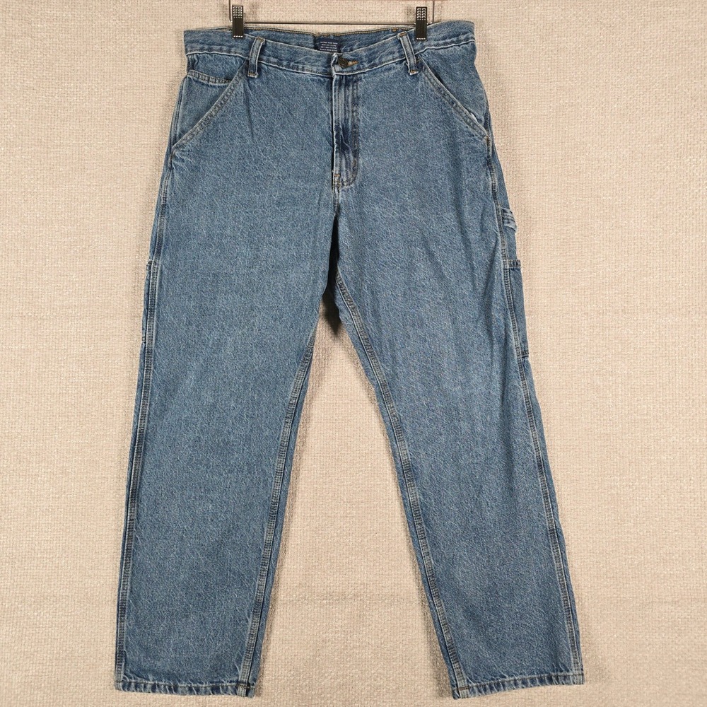 Full Blue Mens Carpenter Jeans 34x29 Medium Wash Blue‎ Denim Utility Work Pants